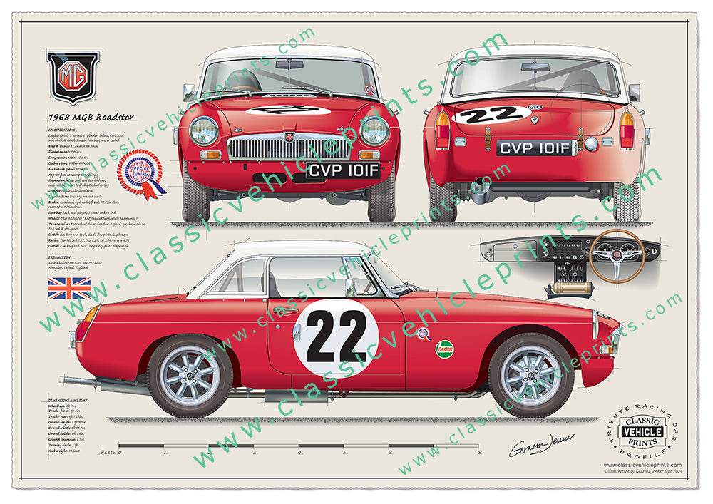 1968 Racing MGB Roadster Red