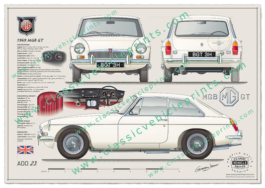 1969 MGB GT Old English White