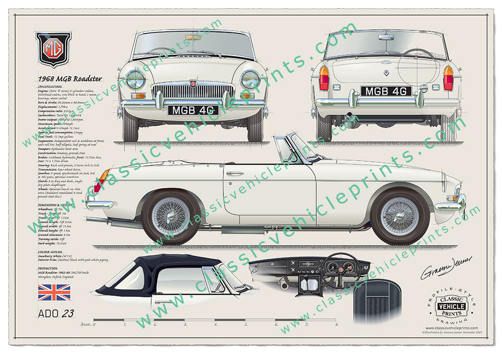 1968 MGB Roadster Snowberry White