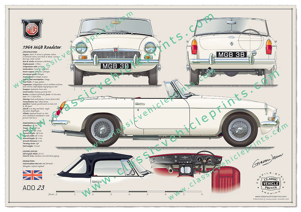 1964 MGB Roadster Old English White