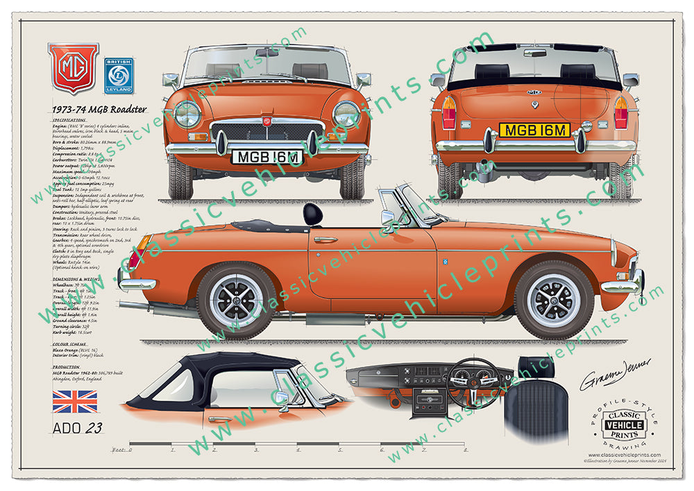 1973-74 MGB Roadster Blaze Orange